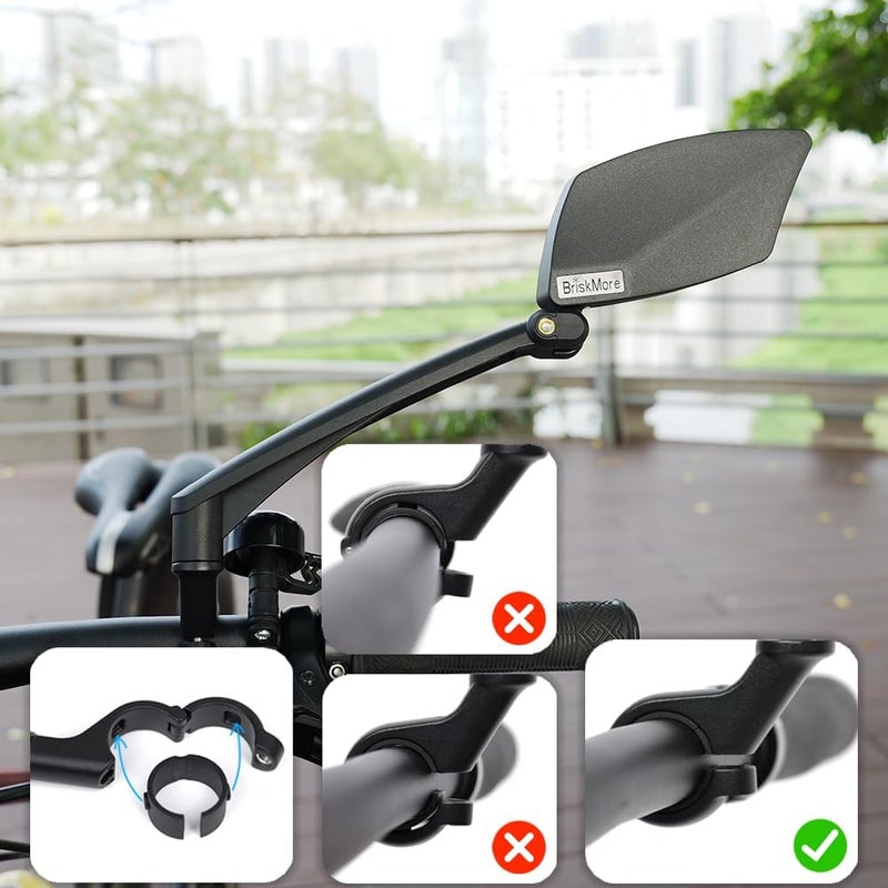 BriskMore Handlebar Bike Mirror, Scratch Resistant Glass Lens, Ajustable and Rotatable Safe Rearview Bicycle Mirror - Image 5